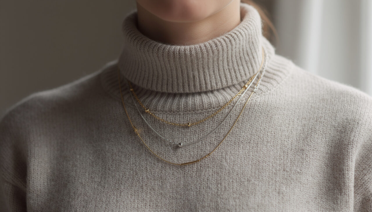 découvrez comment superposer élégamment des colliers fins avec un pull col roulé pour un look minimaliste et chic cet hiver. astuces mode simples pour sublimer votre tenue.