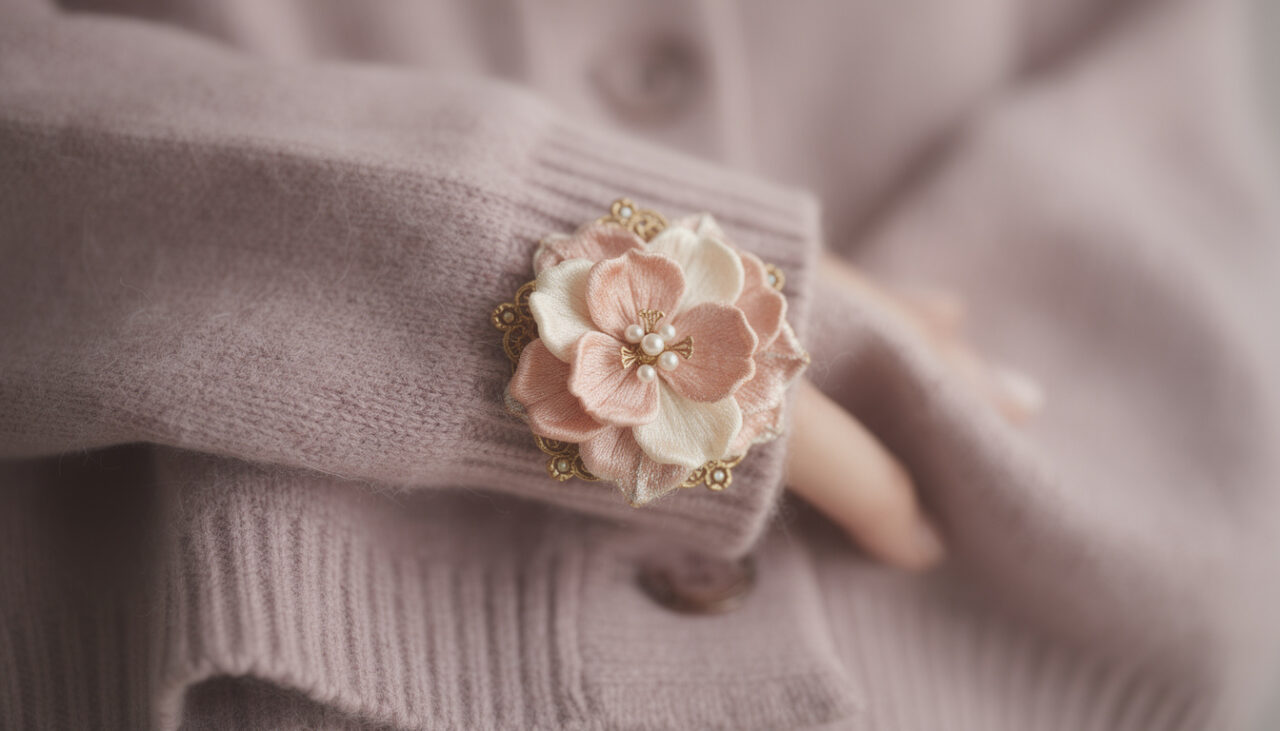 découvrez comment associer une broche fleur à un cardigan pour créer un look vintage romantique et élégant, parfait pour sublimer votre style avec une touche délicate et féminine.