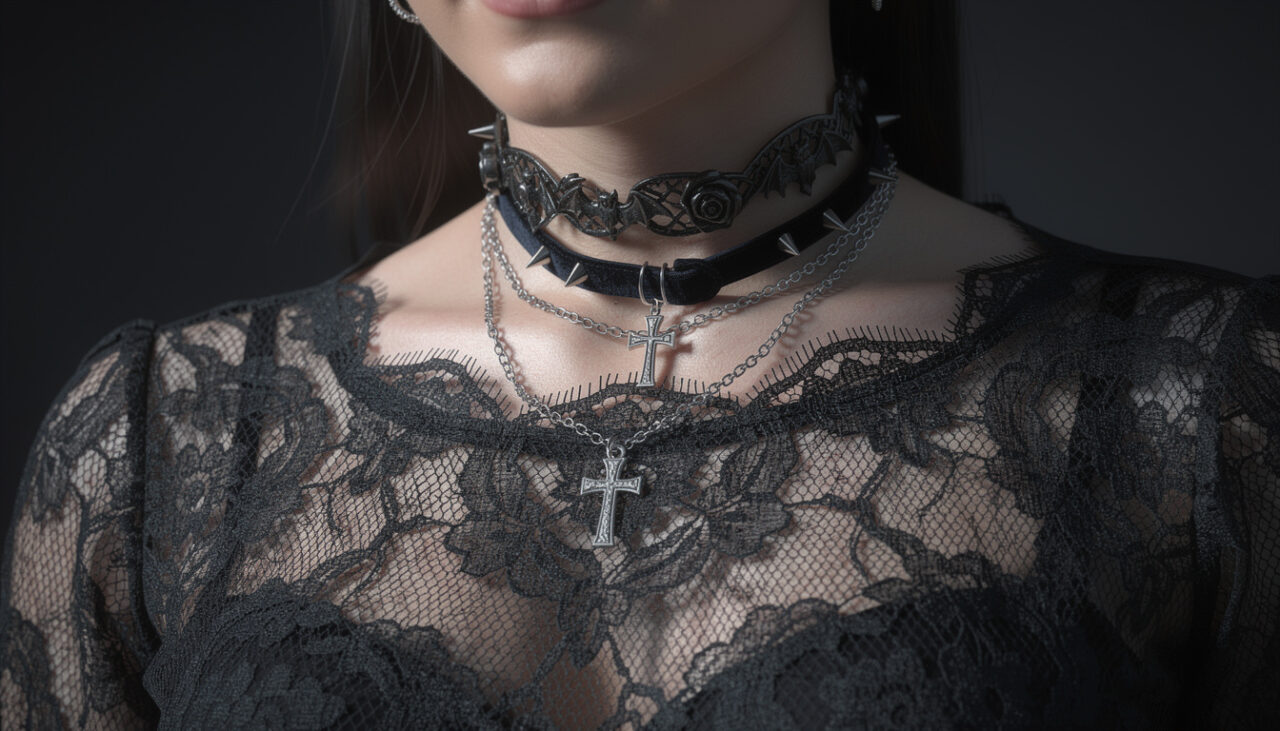 découvrez comment assortir parfaitement des colliers ras-du-cou avec un top en dentelle gothique pour un look élégant et mystérieux.