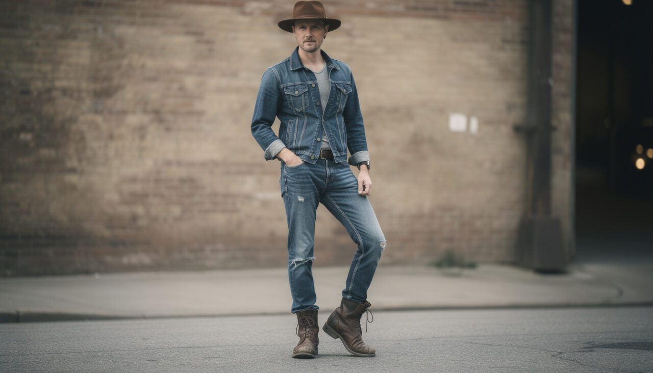 découvrez comment porter un chapeau trilby avec un jean et des bottes pour adopter un look rock vintage unique et stylé.